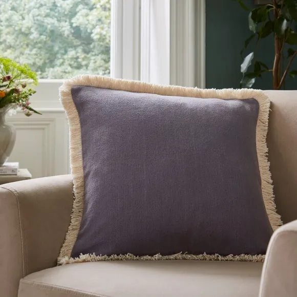 Canvas Fringed Cotton Square Cushion 1