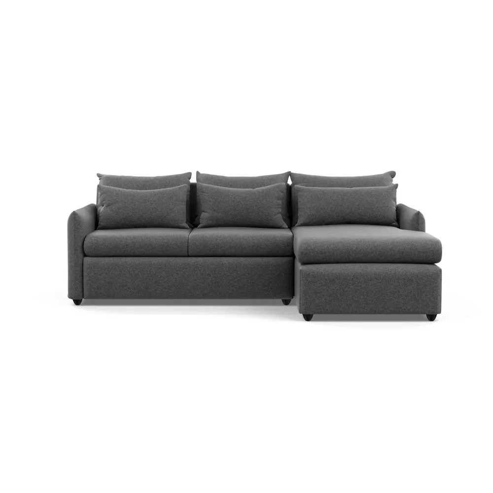 Heal's Pillow Medium Right Hand Corner Chaise Melton Wool Granite Black Feet