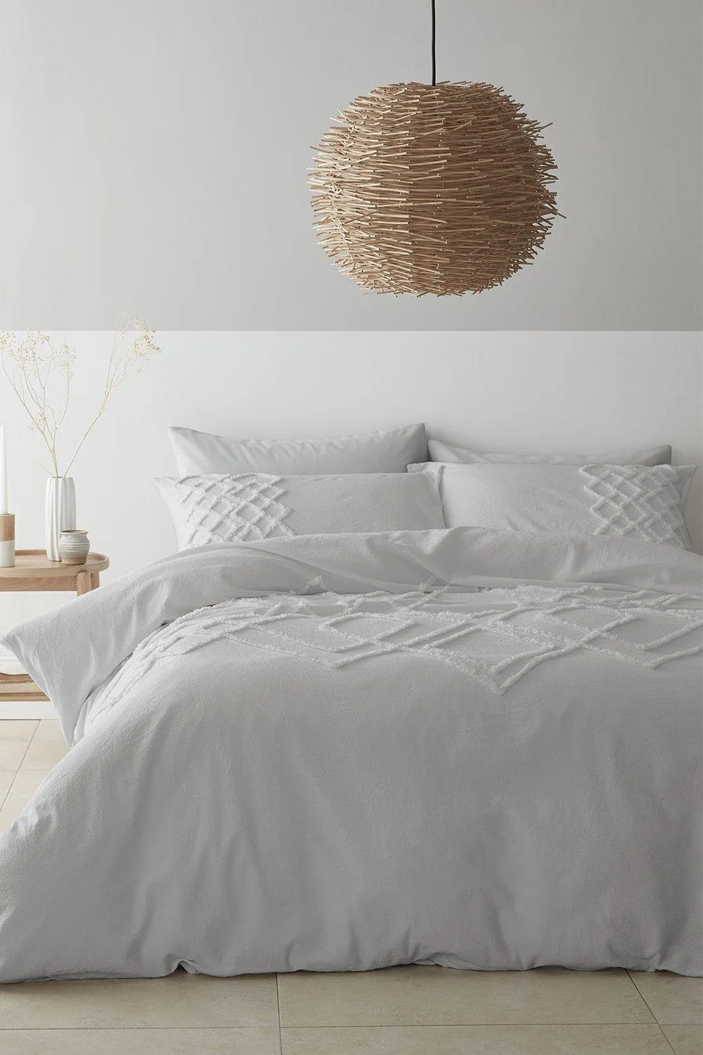 Tufted Cotton Diamond Single Duvet Set