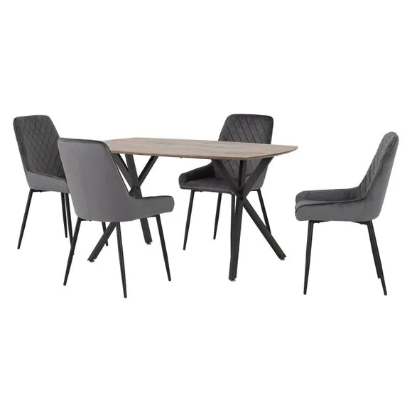 Athens Oak Effect Rectangle Dining Table with 4 Avery Dining Chairs 2