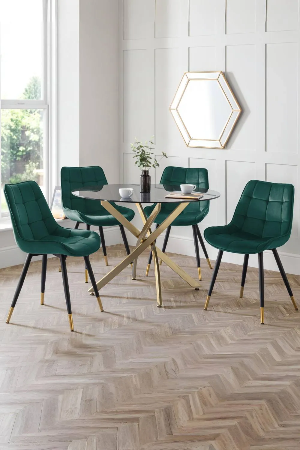 Julian Bowen Hadid Upholstered Dining Chair (Set of 2) in Green 4