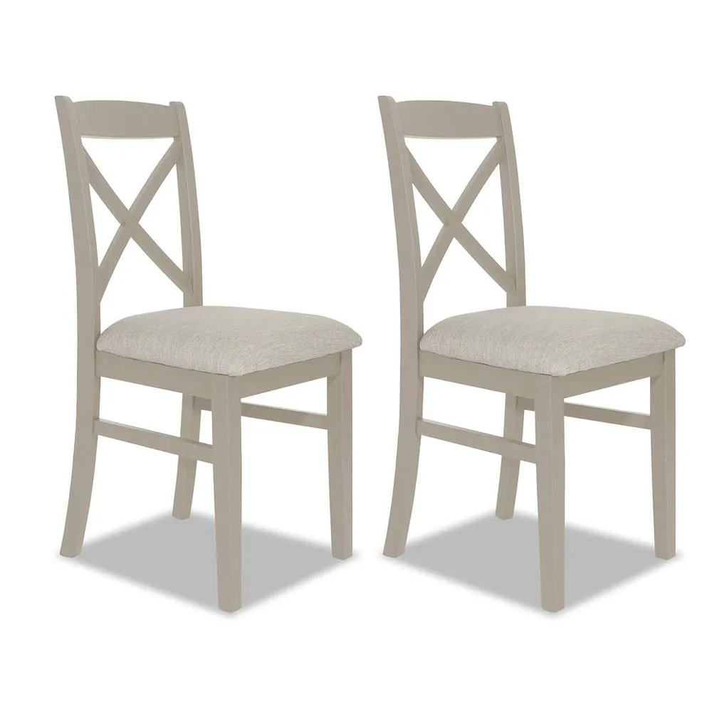 Statement Furniture Florence Crossback Upholstered Seat Chairs Set of 2 in Taupe
