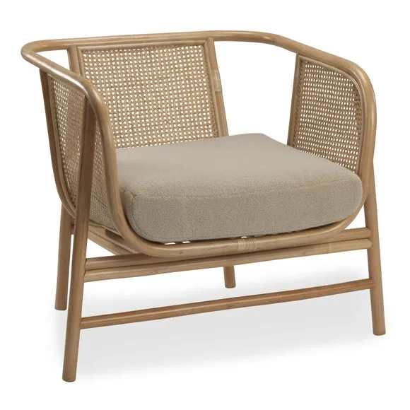 Desser Seoul Rattan Chair with Boucle Cushion 2