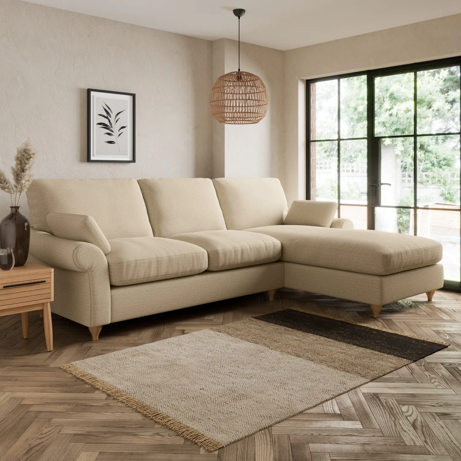Salisbury Textured Weave Right Hand Corner Sofa Textured Weave Honey