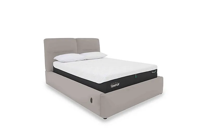 Stark Leather Electric Ottoman Bed Frame - Super King - Silver Grey