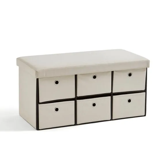 6 Drawer Faux Linen Foldable Ottoman 3