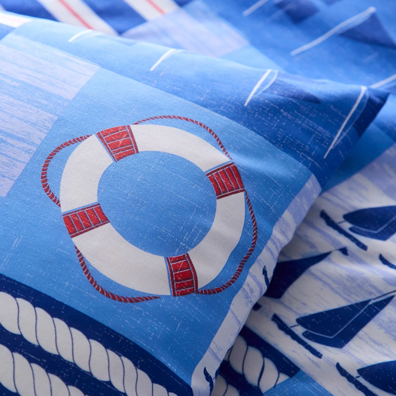 Portfolio Home Regatta Nautical Reversible Duvet Cover Quilt Set with Pillowcase in Blue 2
