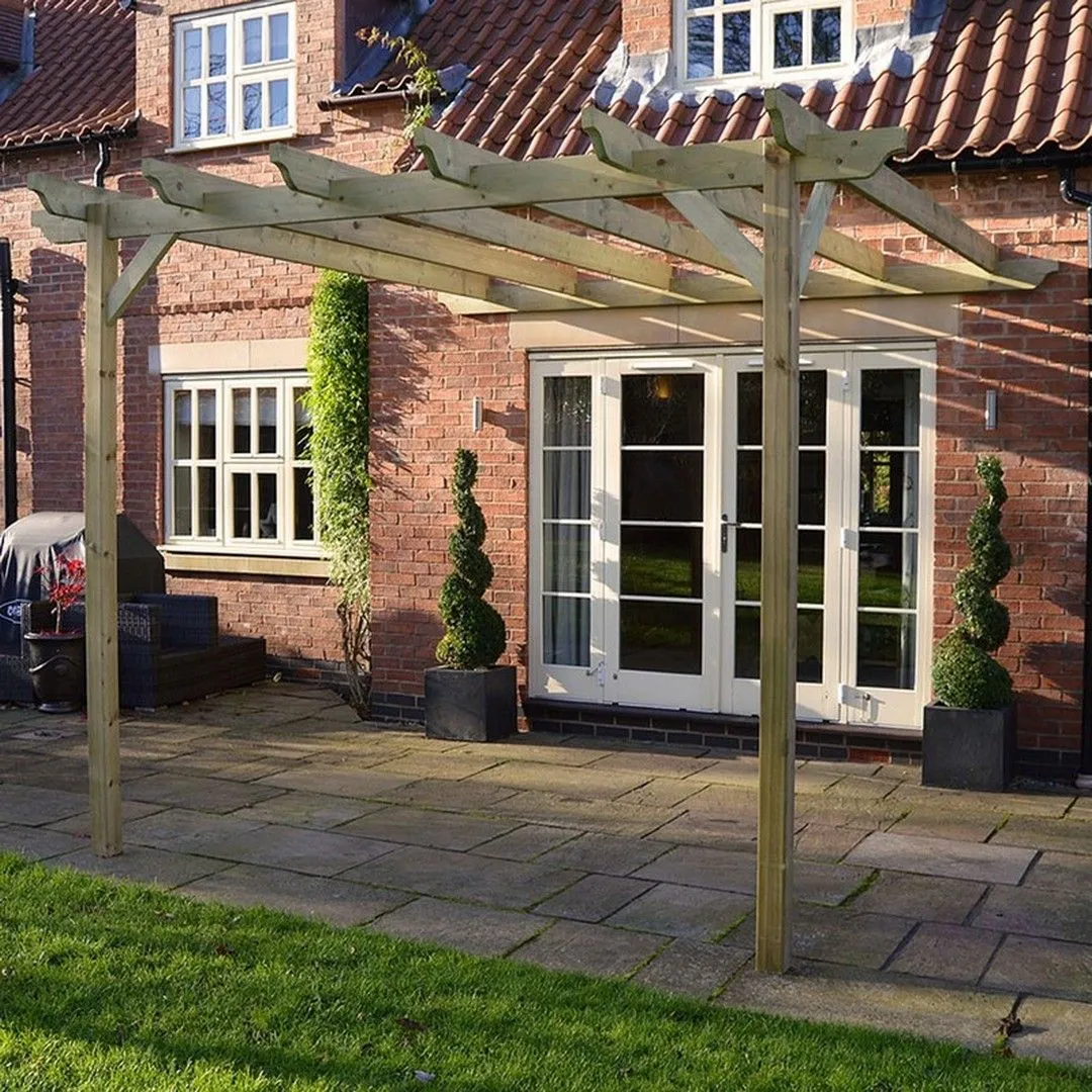 Rutland County Garden Furniture Ltd Wall Mounted Garden Pergola, Wood, L180 x W300 x H270 cm - Light Green 2