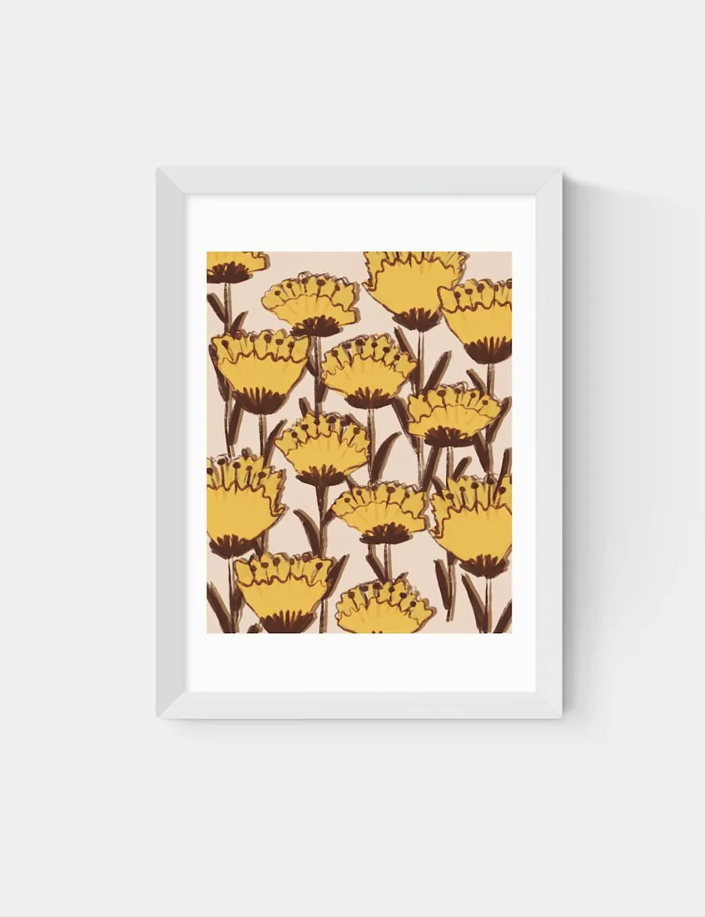 East End Prints Yellow Wildflowers Rectangle Framed Art White