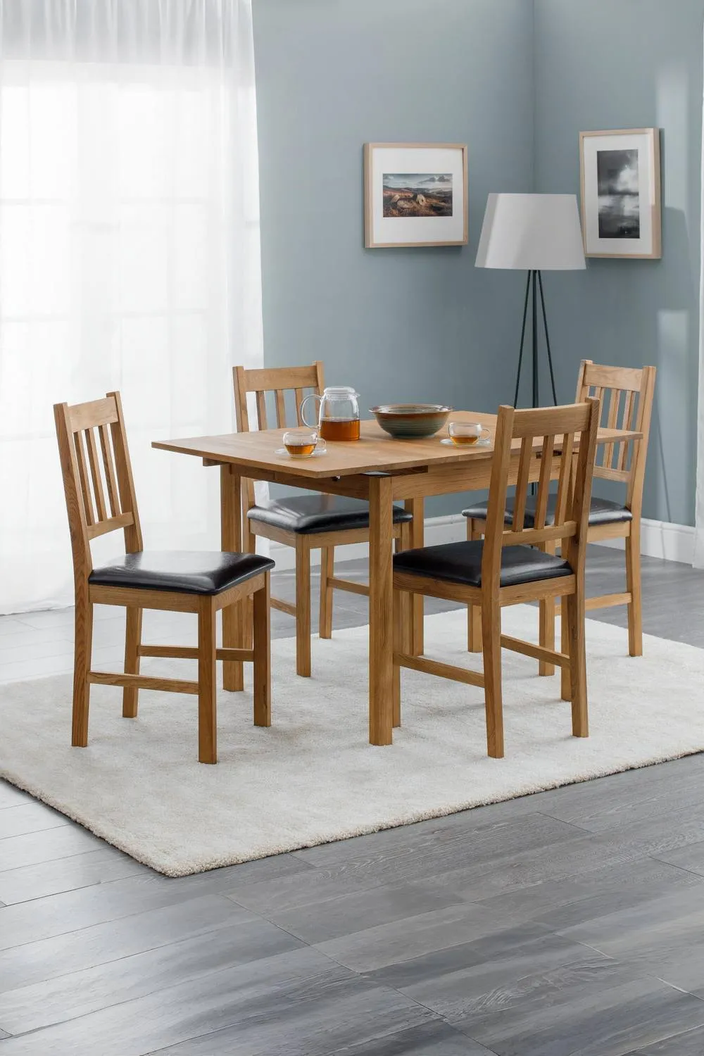 Julian Bowen Coxmoor Square to Rectangular Extending 4 Seater Dining Table in Light Oak 3