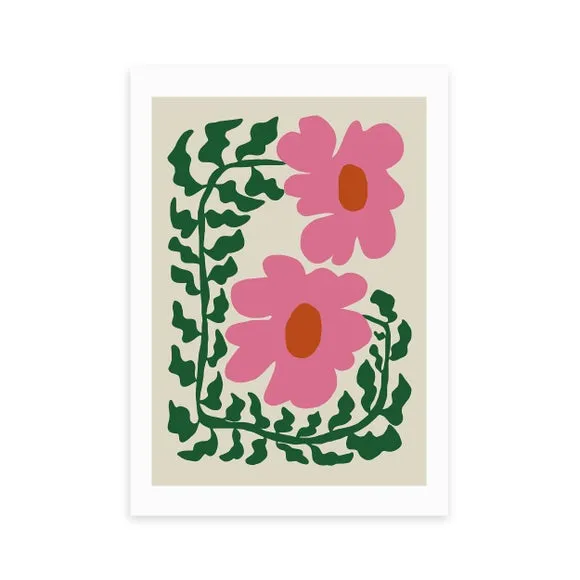 East End Prints Fun Fern And Pink Poppy Print by Miho Art Studio 2
