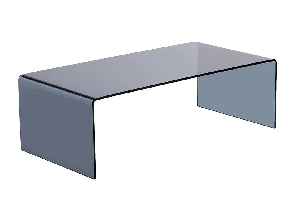 Vente-unique Curved Smoked Tempered Glass Coffee Table - Black - ALONZO in Clear 6