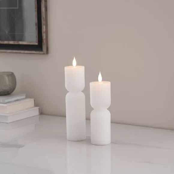Set of 2 Ribbed LED Pillar Candles