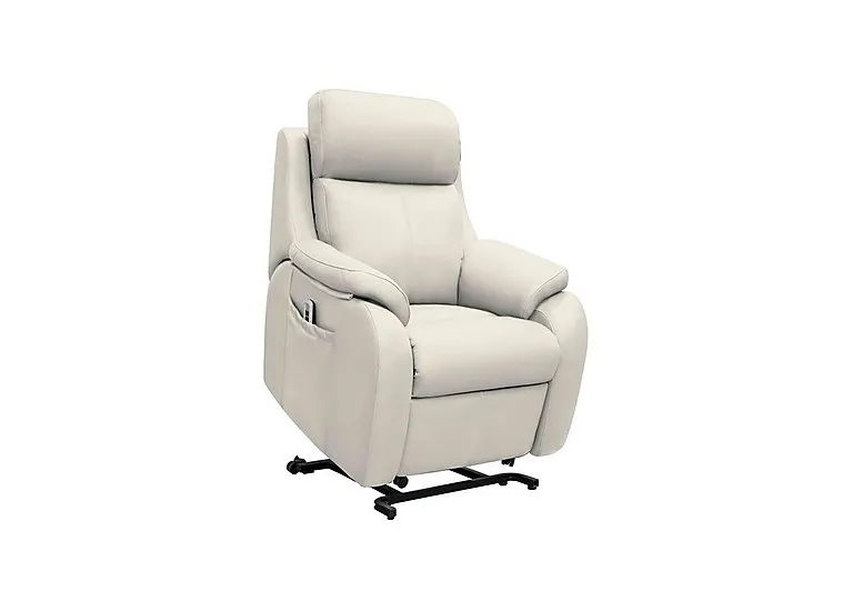 Kingsbury Small Leather Lift and Rise Chair - Oxford Light Grey