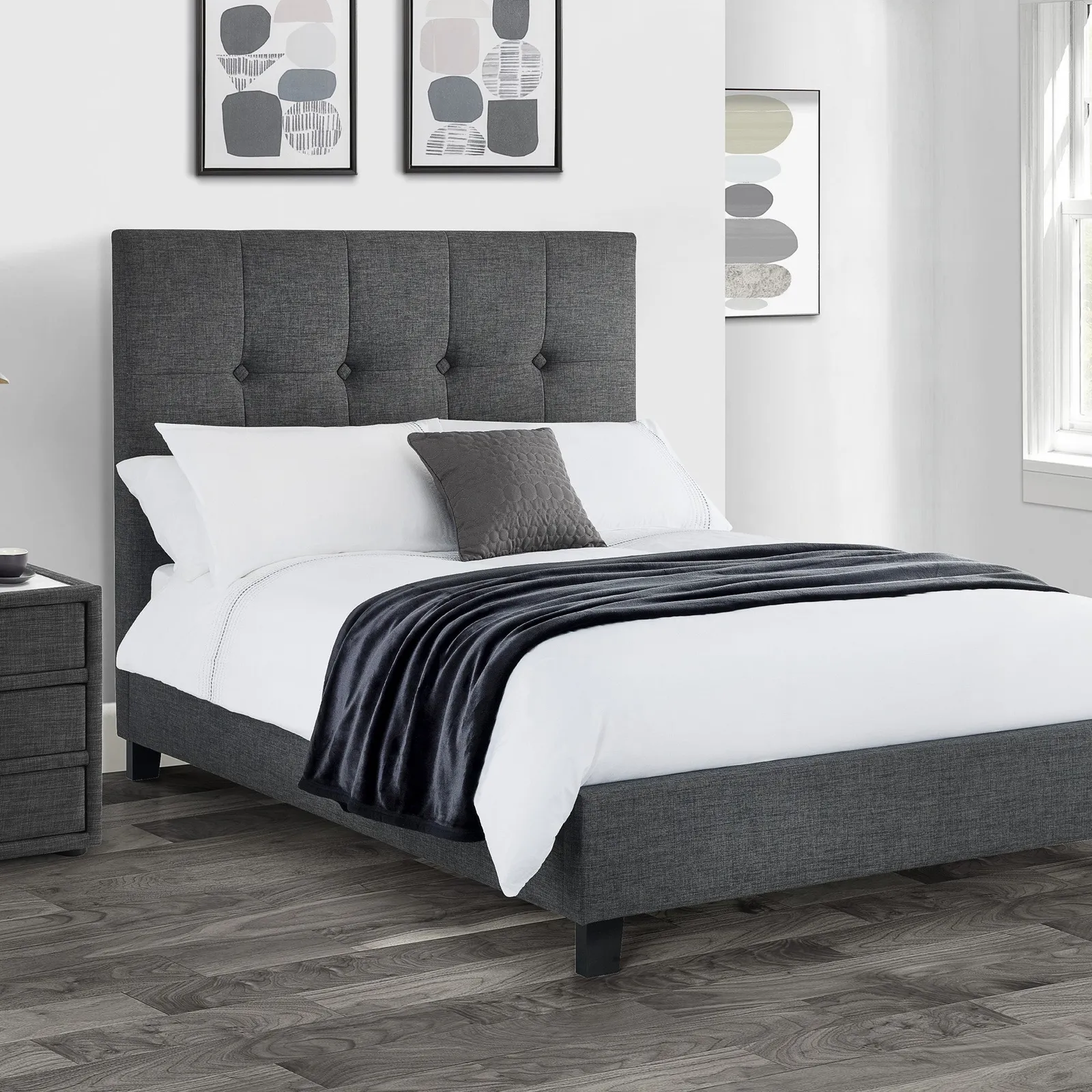 Sorrento Slate Grey Upholstered Bed Frame Grey