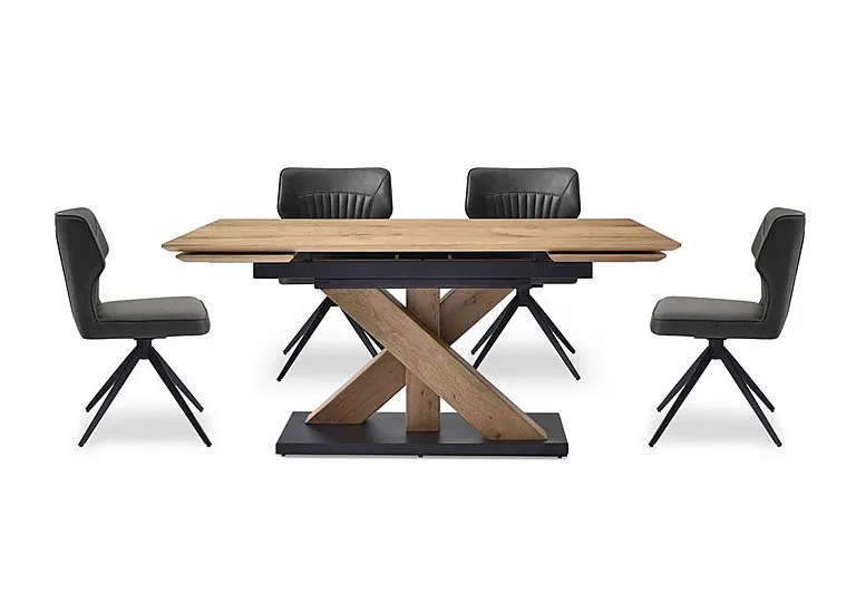 Aydin Large Extending Dining Table with 4 Swivel Chairs - Dark Grey