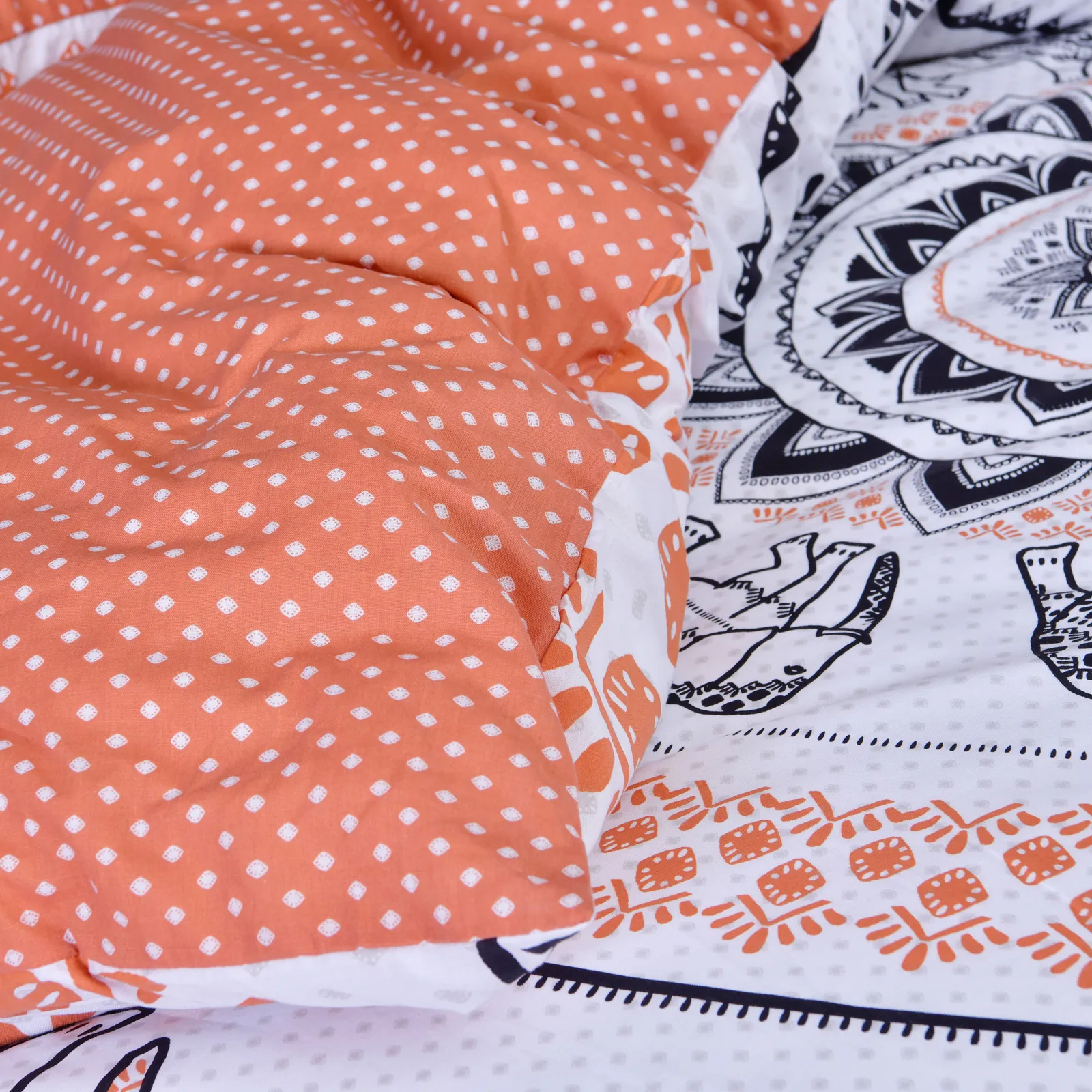 Smart Living Printed Reversible Polycotton Tribal Elephant Duvet Cover With Pillowcases in Burnt Orange 3