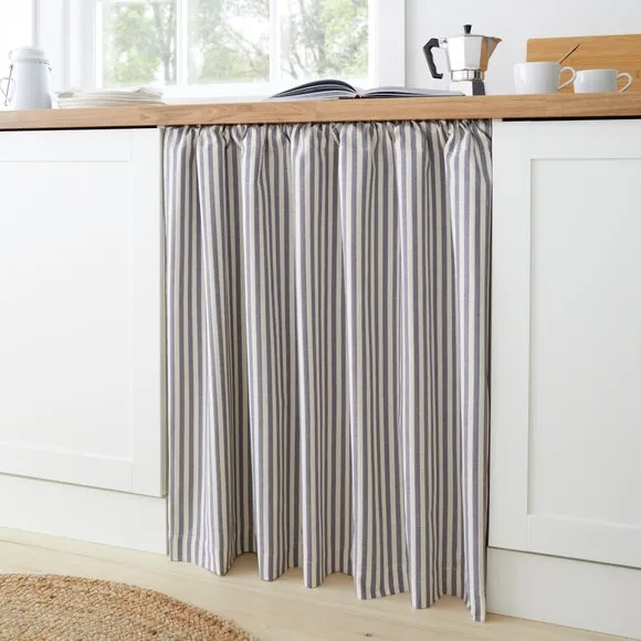 Linford Stripe Slot Top Unlined Undercounter Curtain 1