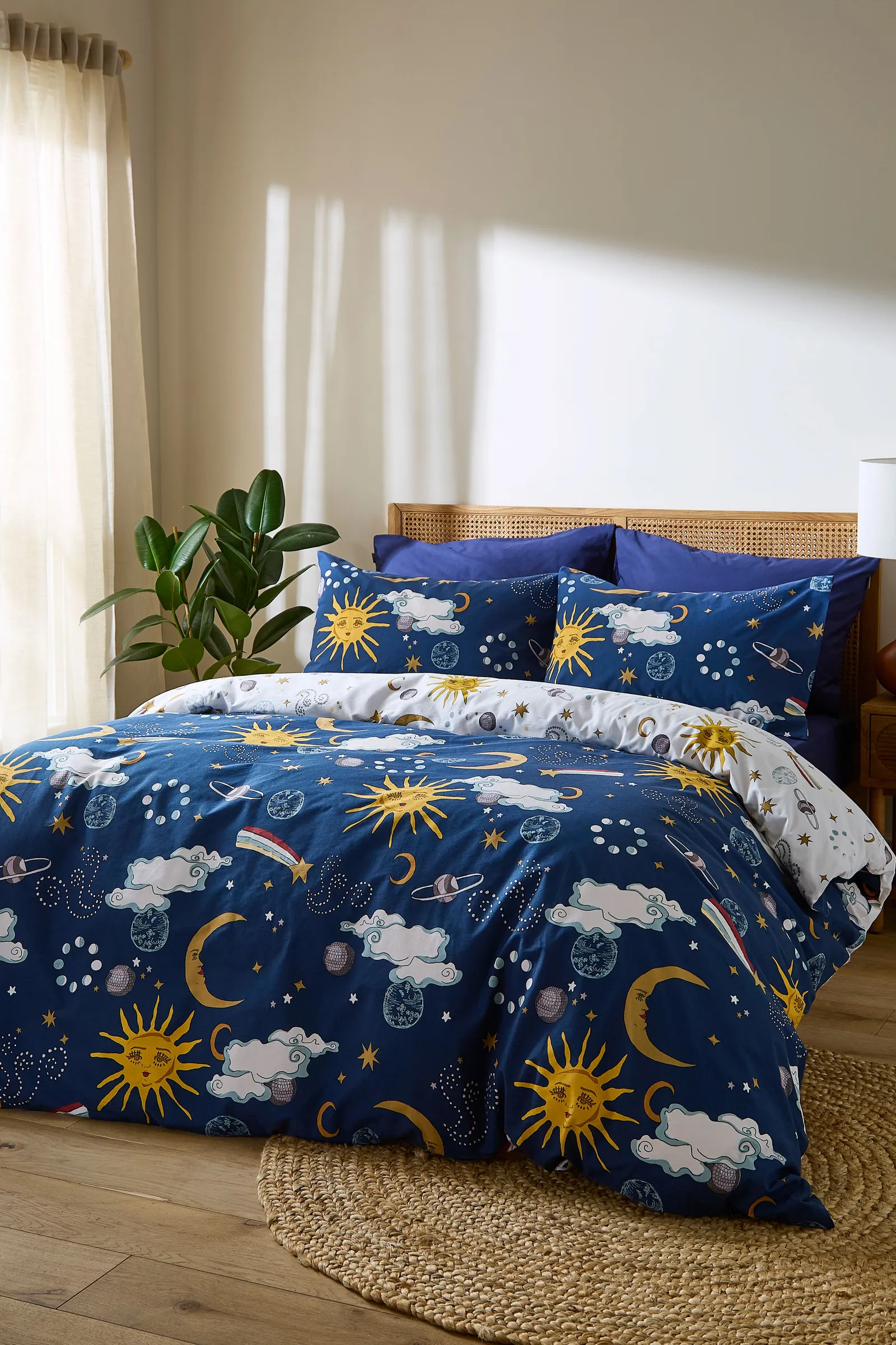 Their Nibs 'Disco Space' Cotton Reversible Duvet Cover Set in Navy