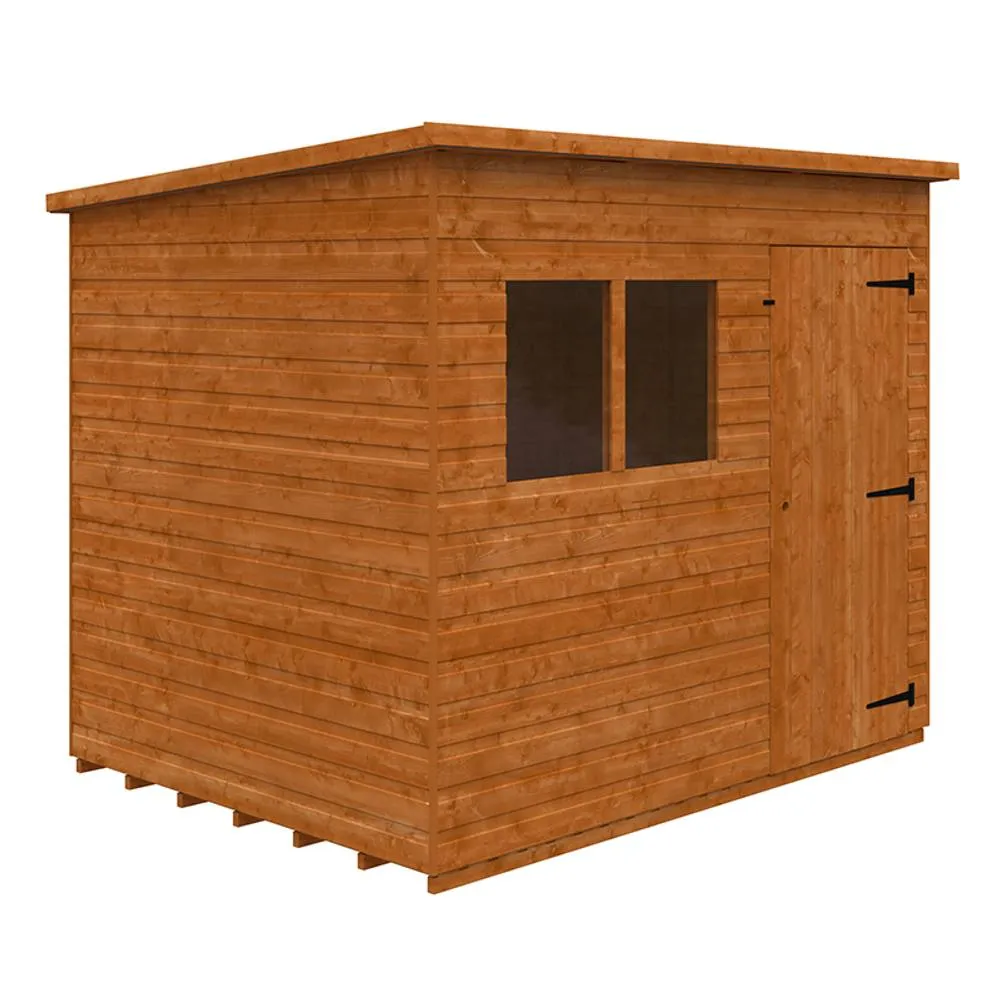 Buttercup Farm 8 x 6 Feet Super Pent 12mm Shed - Solid Wood/Softwood/Pine in Burnt Orange