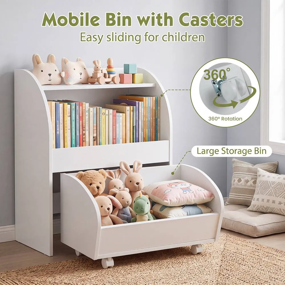 Costway Toy Storage Shelf Toy Organizer with 2 Open Shelves For Playroom in White 5