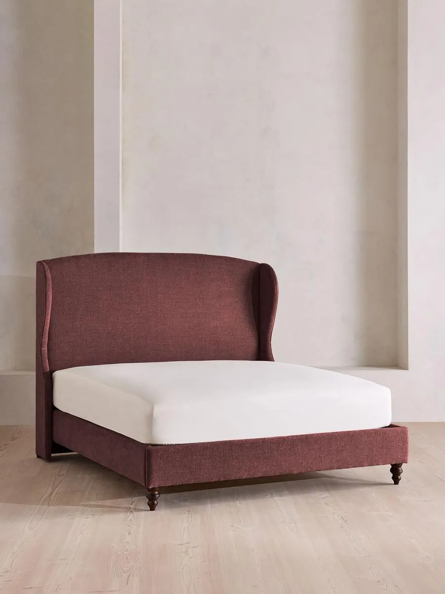 Rivas Bed, King, Linen Chenille, Bordeaux