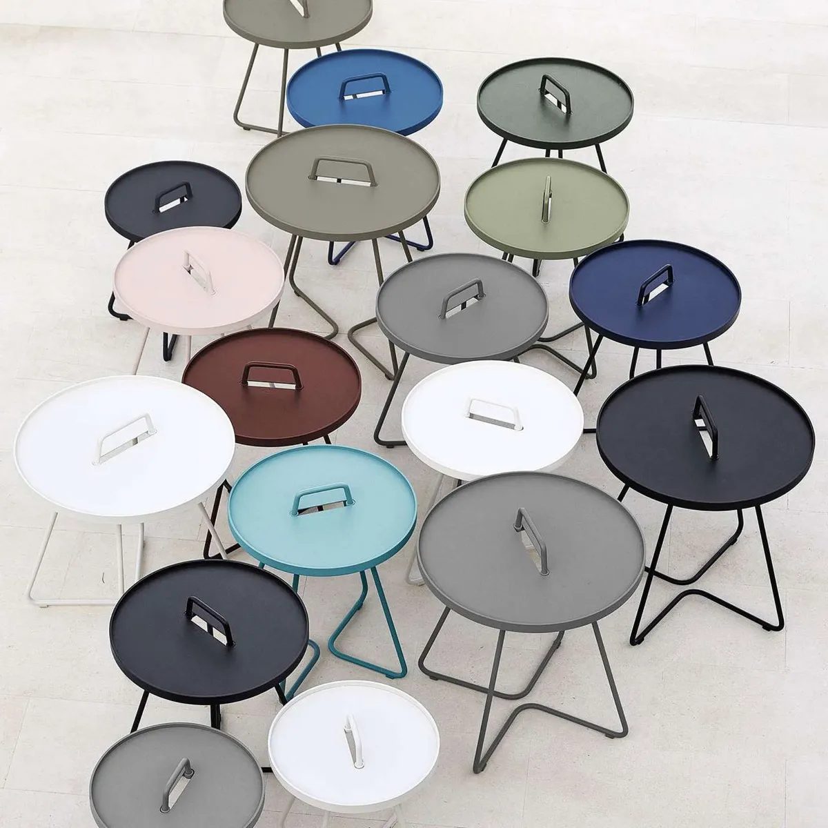 Cane Line On The Move Large Side Table, Round, Black Metal | Barker & Stonehouse 2