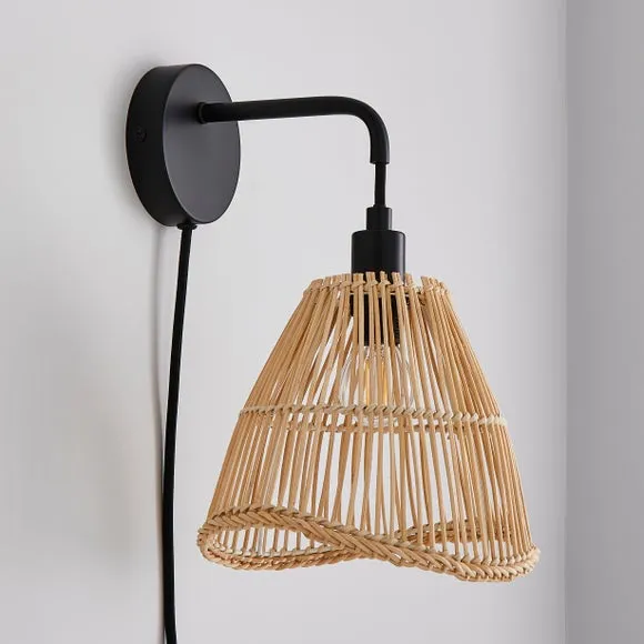 Elements Jaula Rattan Plug In Wall Light 2