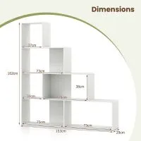 Costway 4-Tier Stepped Bookshelf Modern Ladder Bookcase w/6 Storage Cubes in White 3