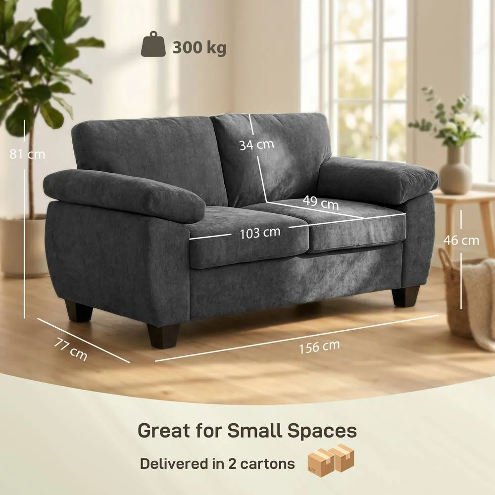 HOMCOM 2 Seater Sofa, Chenille Small Sofa with Spring Cushions in Dark Grey 3