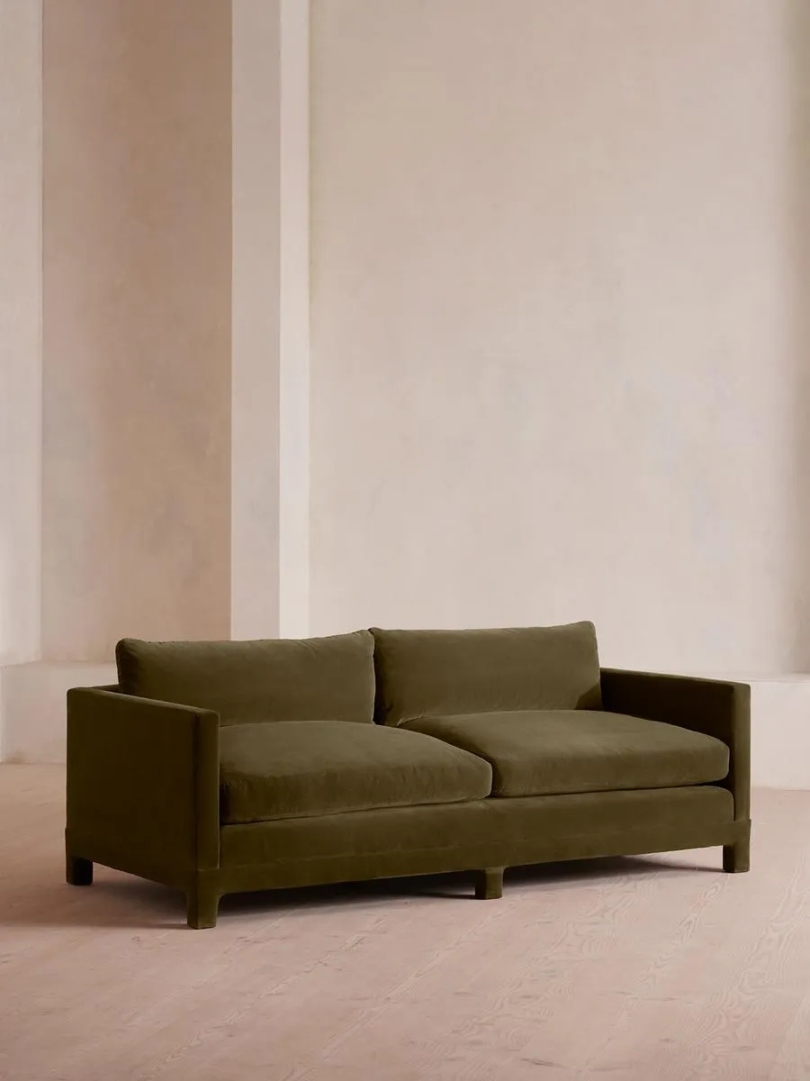 Ashford Three Seater Sofa, Velvet, Olive