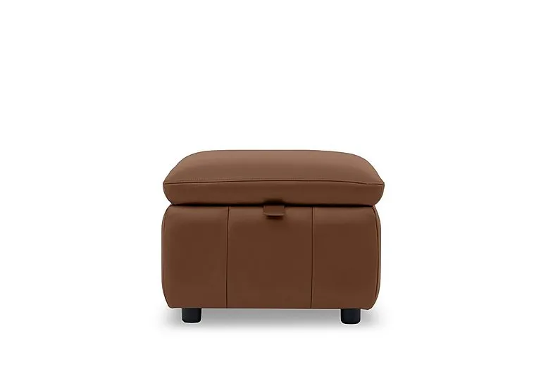 Dolomite Leather Storage Footstool - Montana Butterscotch