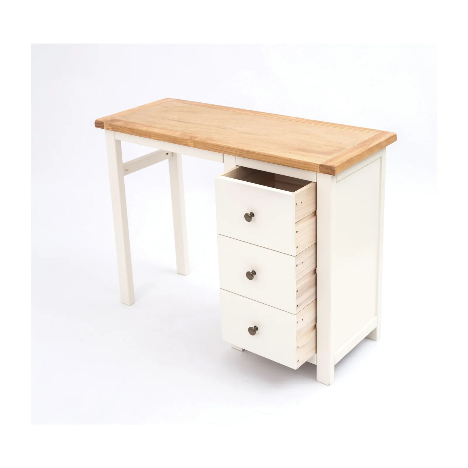 Cabinet Bits Castelli 3 Drawer Dressing Table Set Brass Knob in Off-White 5