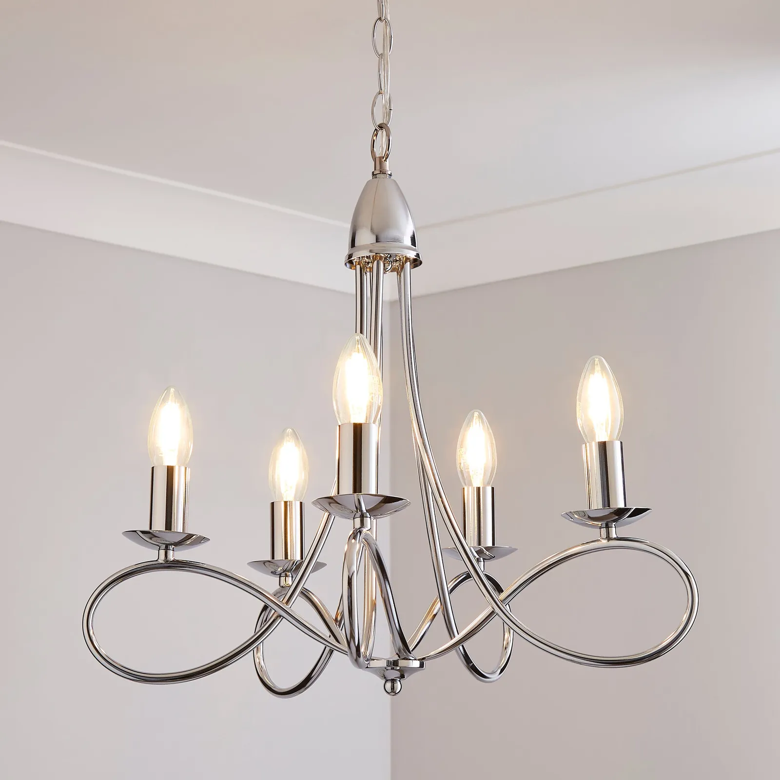 Hampton 5 Light Candelabra Chrome Ceiling Fitting Chrome