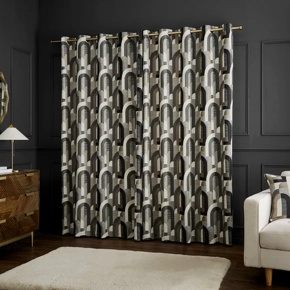 Alvin Geometric Jacquard Eyelet Curtains 4