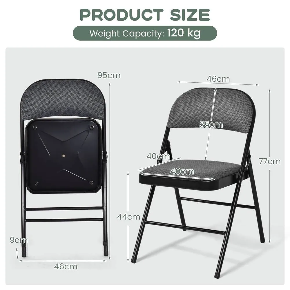 Costway Set of 6 Folding Fabric Padded Chairs w/Sponge Seat & Backrest-Grey in Grey 2