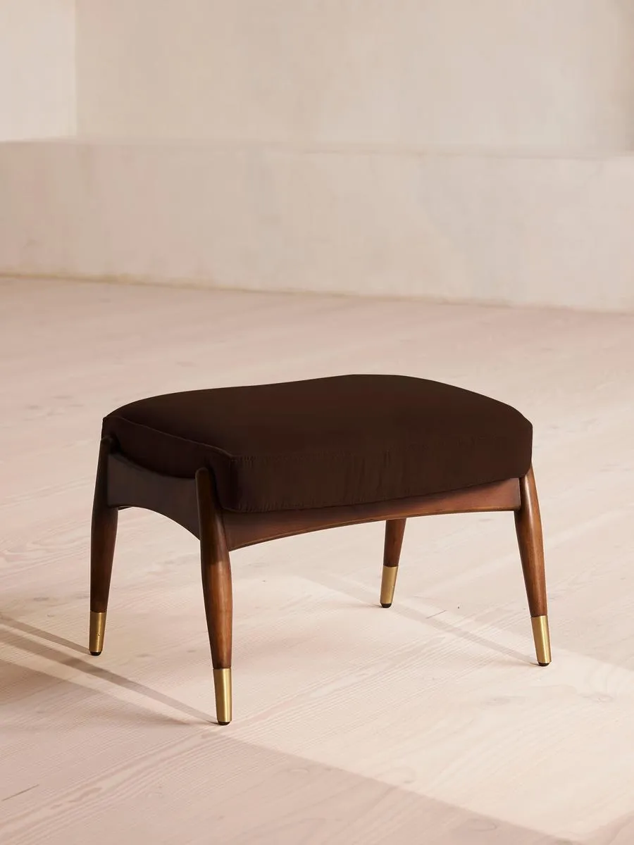 Theodore Footstool, Velvet, Chocolate Brown