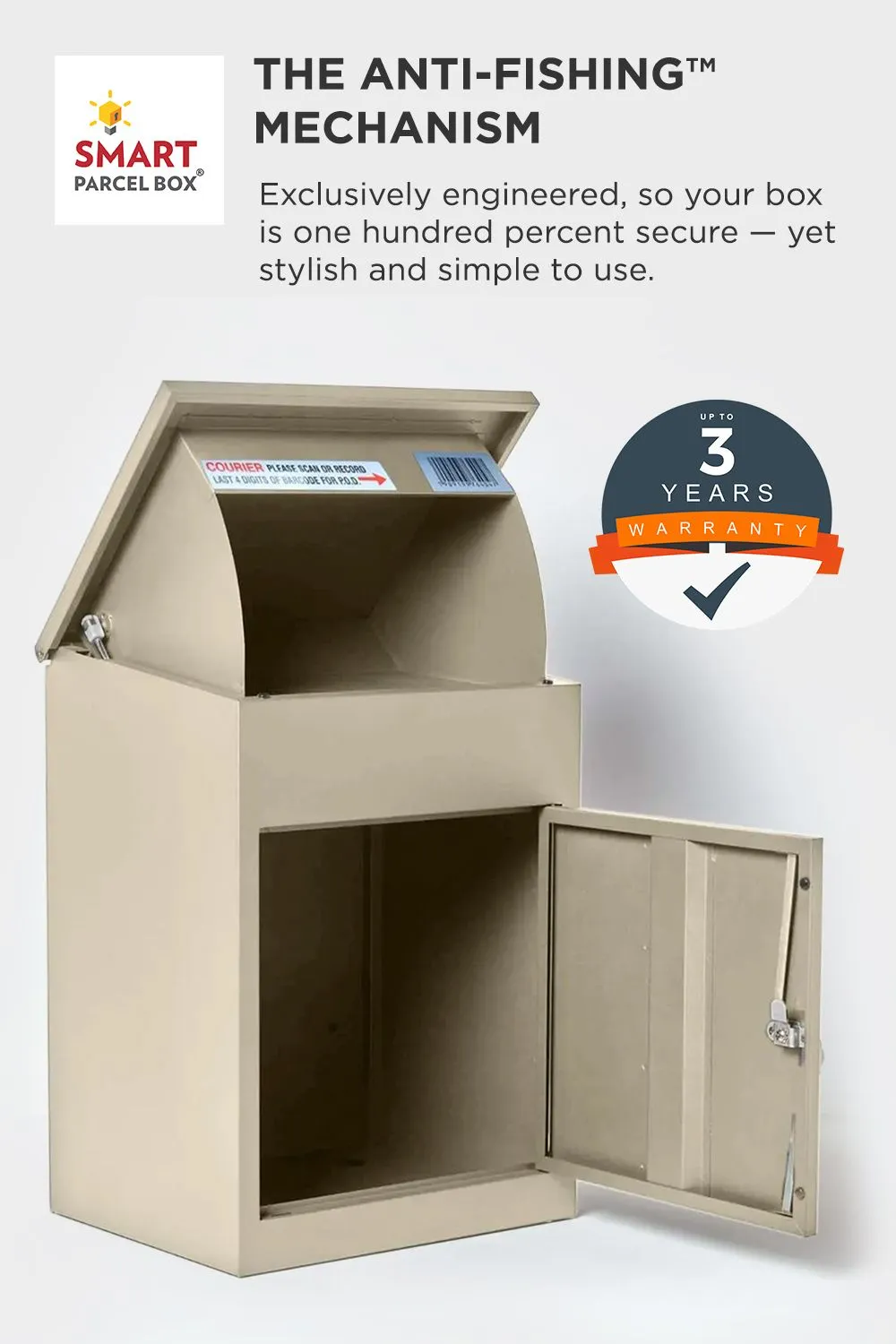 Homescapes Smart Parcel Box® Medium Front Access Secure Delivery Box in Natural 3