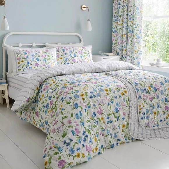 Dreams N Drapes Sweetpea Floral 100% Cotton Fitted Sheet 3