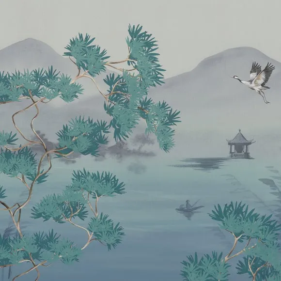 Japandi Cranes Wall Mural 2