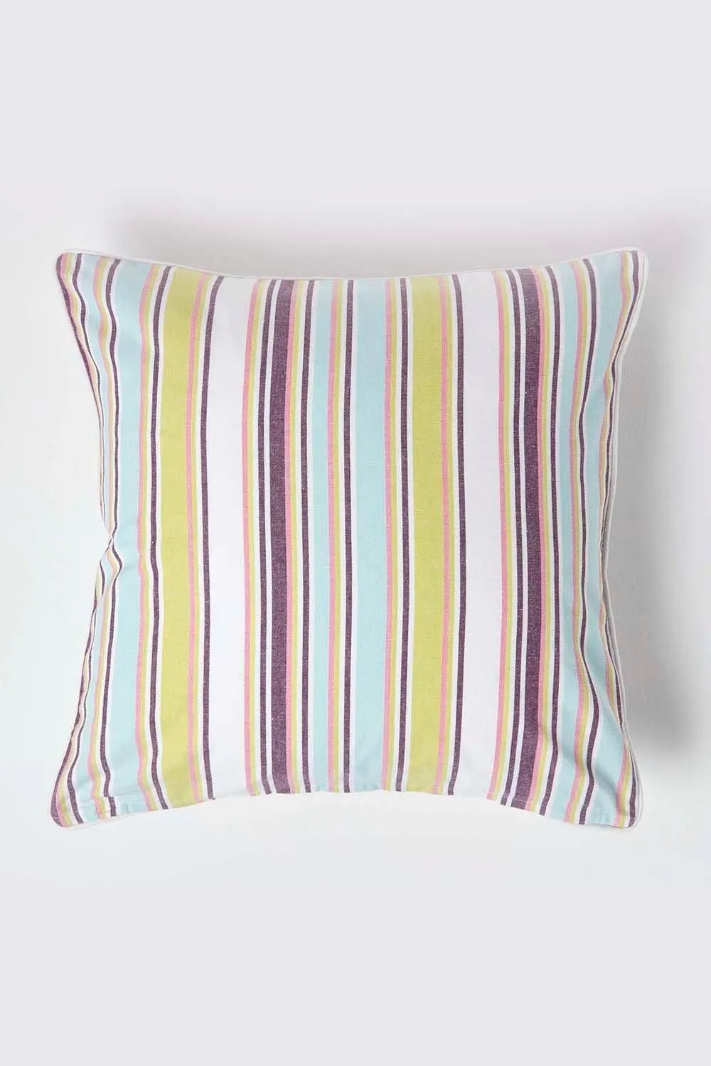 Homescapes Cotton Osaka Green Stripe Cushion Cover