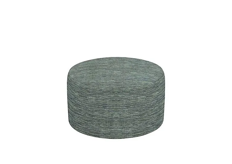 Large Round Fabric Footstool - Waffle Marine