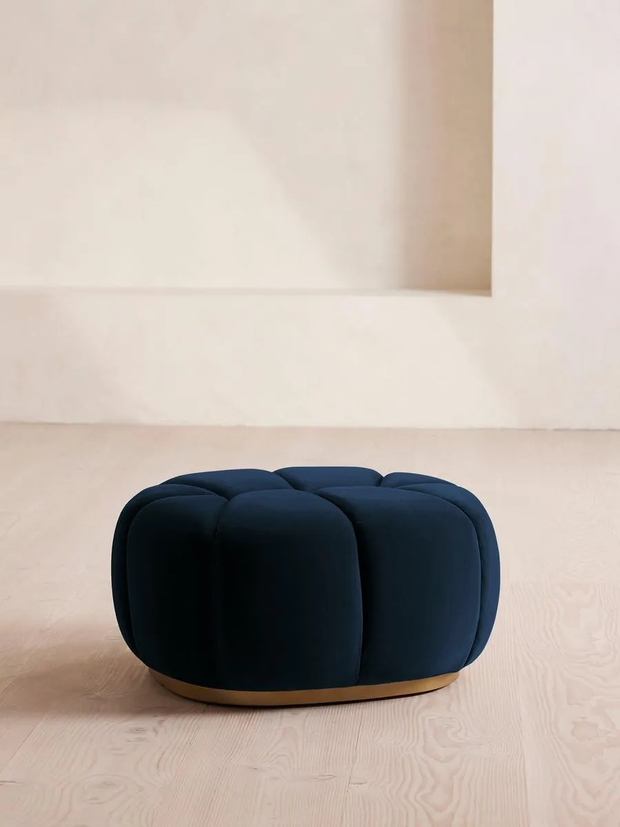 Garret Footstool, Velvet, Royal Blue