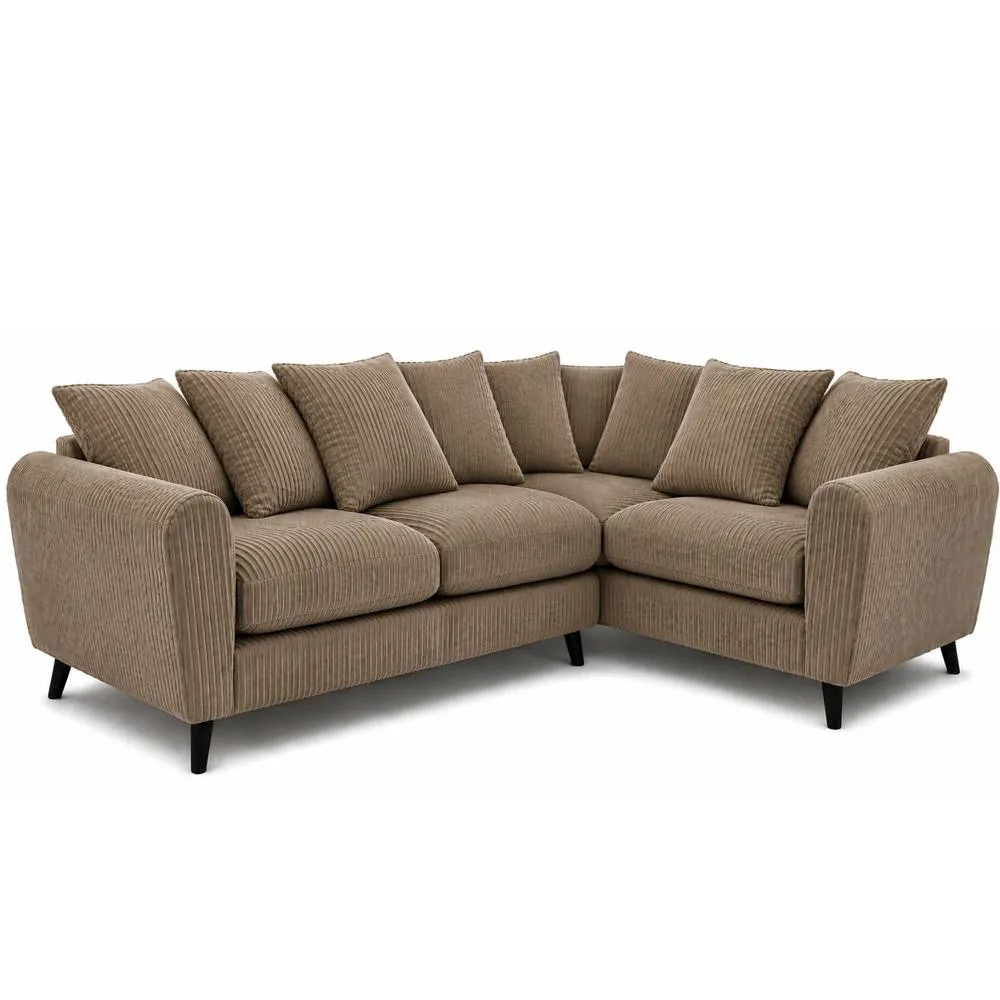 Bliss Furniture Harlow Jumbo Cord Right Hand Dual Arm Corner Sofa, Modern Design Beige