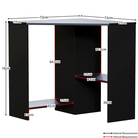 Hetton 2 Shelf Corner Desk 5