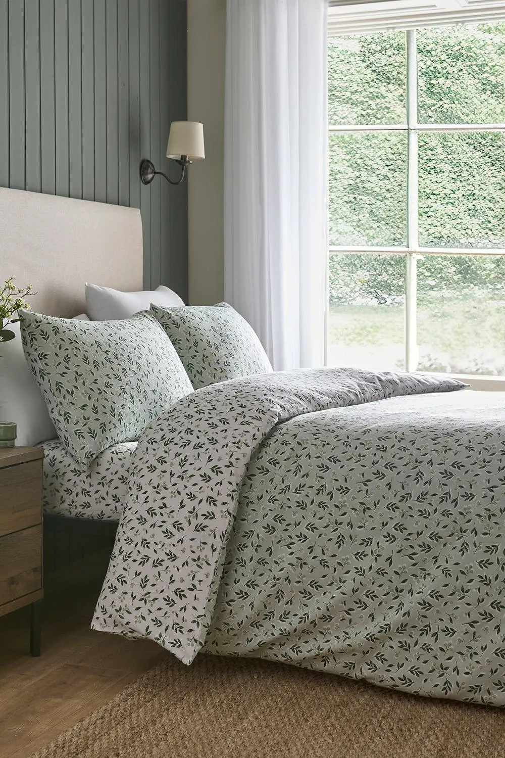 Dreams & Drapes 'Falling Leaf' Brushed Cotton Duvet Cover Set in Green