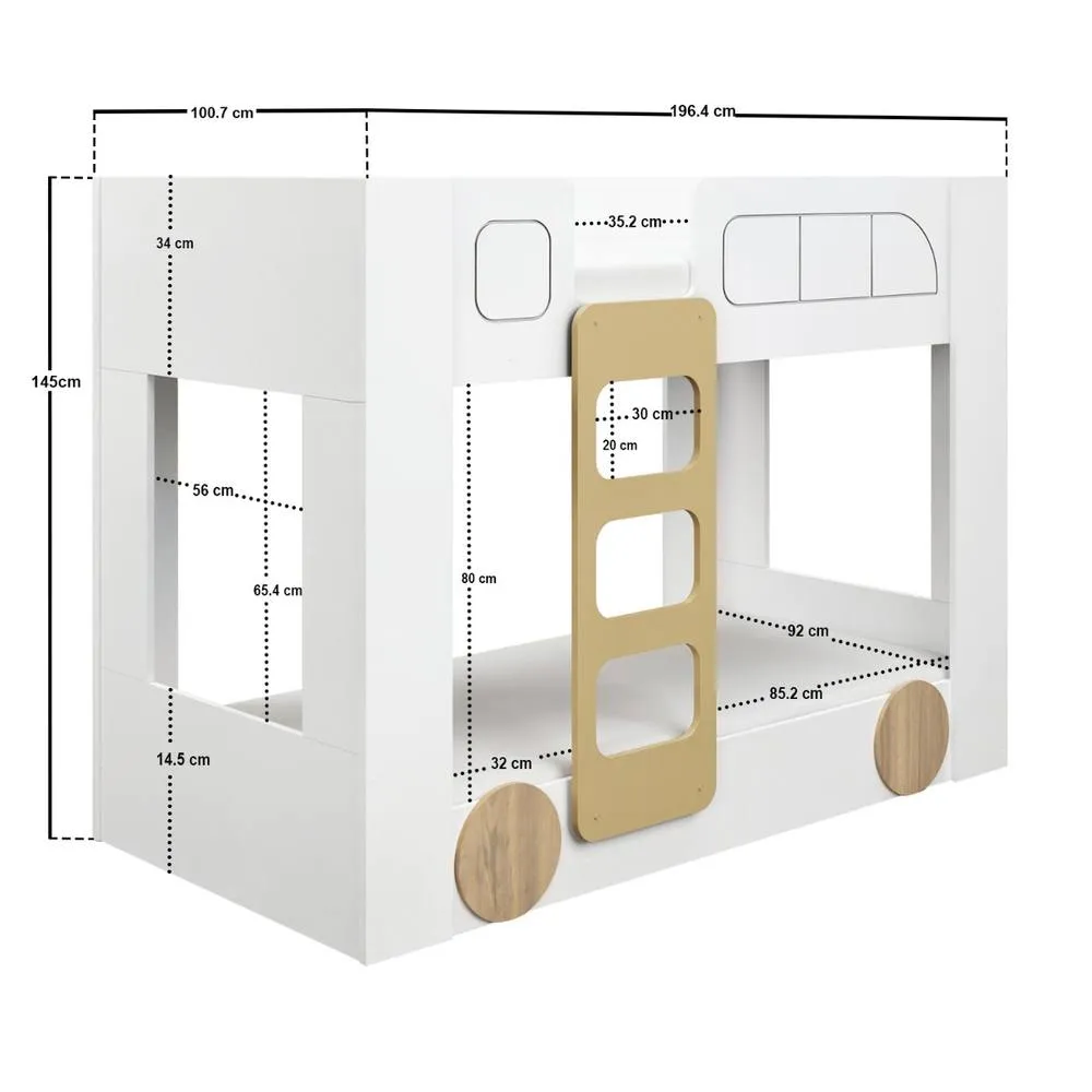 Flair Eloise Bus Bunk Bed White 5
