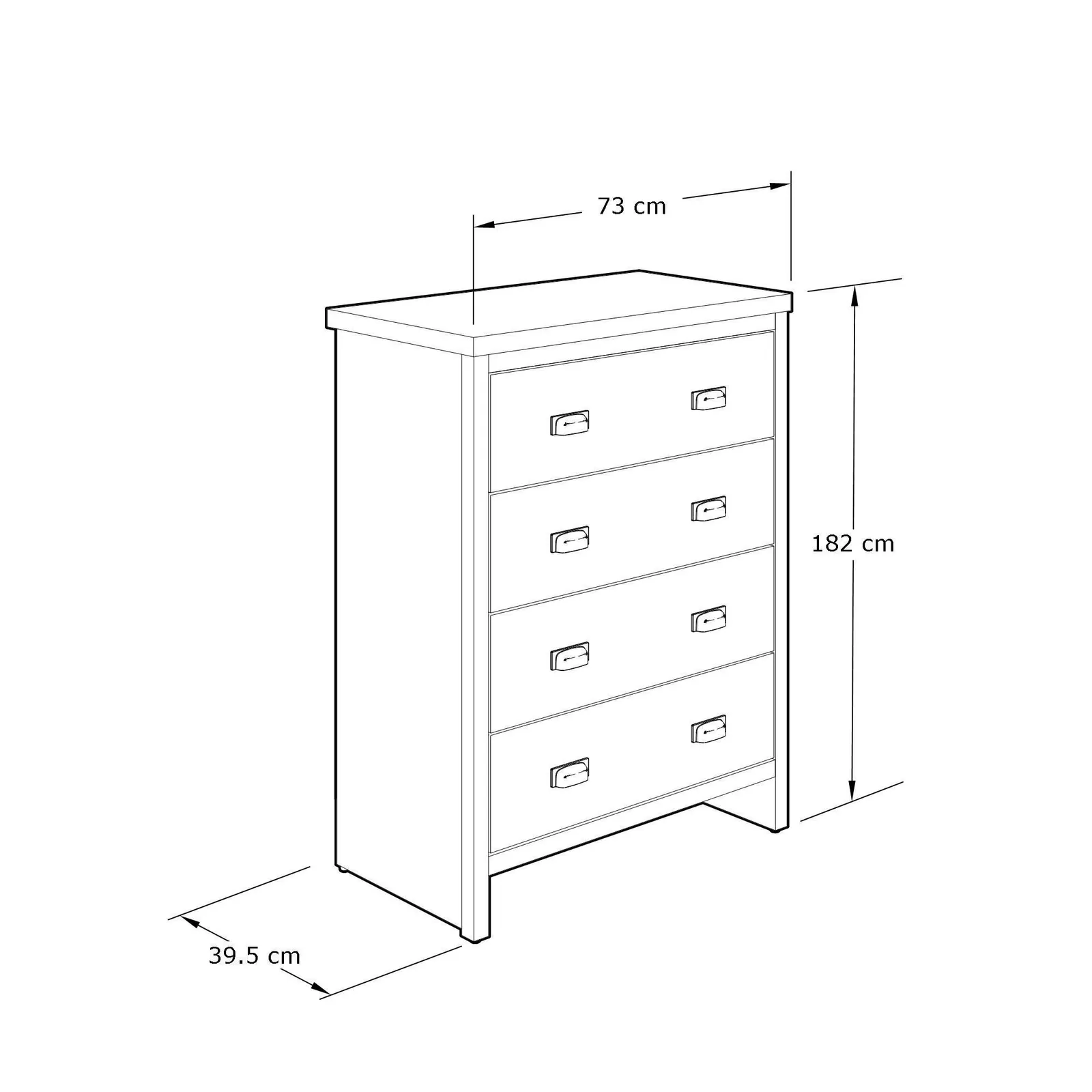GFW Boston 4 Drawer Chest of Drawers in Grey 4