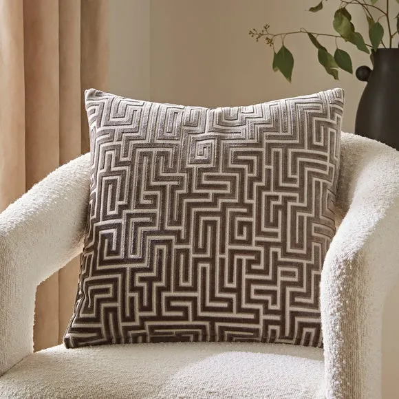 Greek Key Cut Square Cushion 1