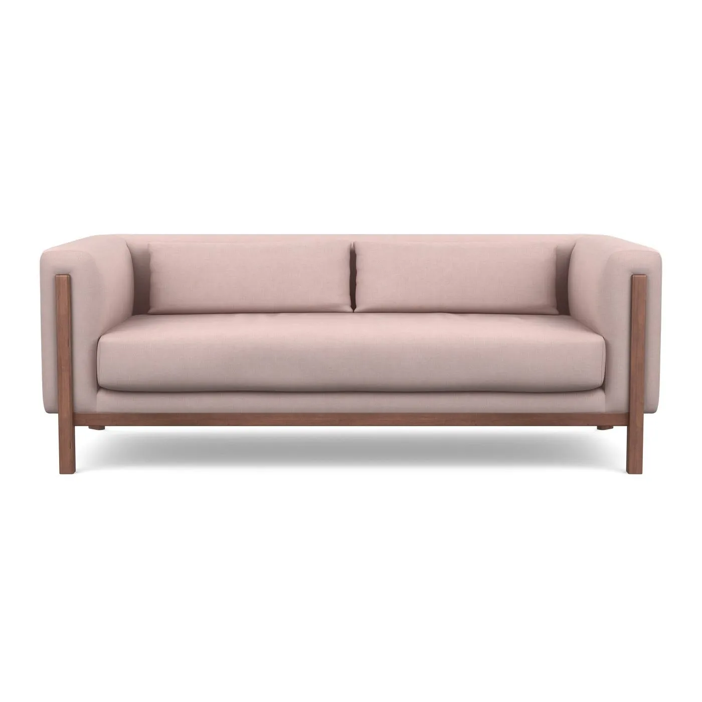 Heal's Massimo 3 Seater Sofa Siena Cotton Dusky Pink Walnut Feet 1